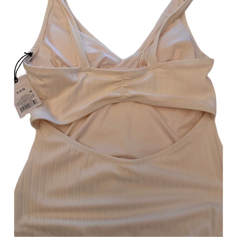 Shade & Shore Swimsuit Women's S (4-6) Off White Ribbed One Peice NWT - Picture 5 of 7